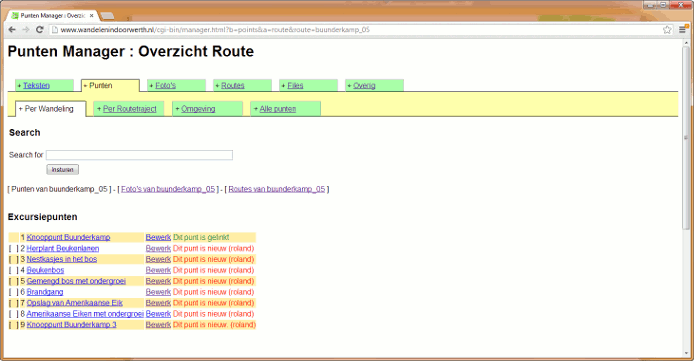 Content management systeem bijhouden puntinformatie Content management systeem bijhouden puntinformatie